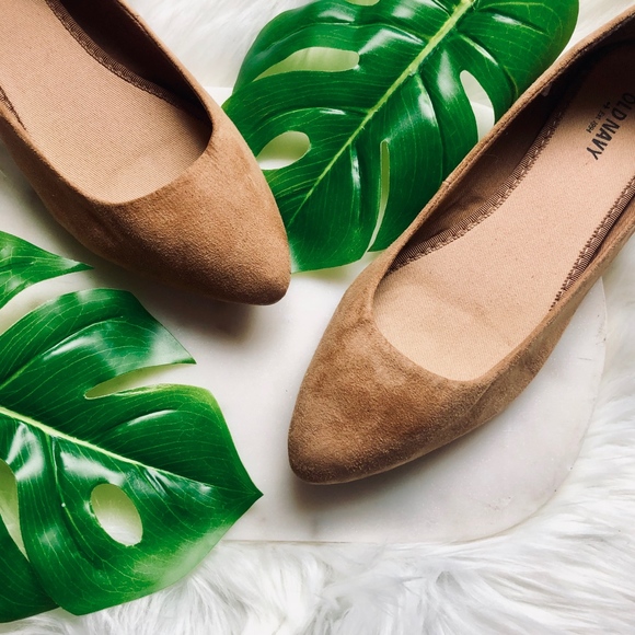 Old Navy Shoes - old navy suede pointy tan flats